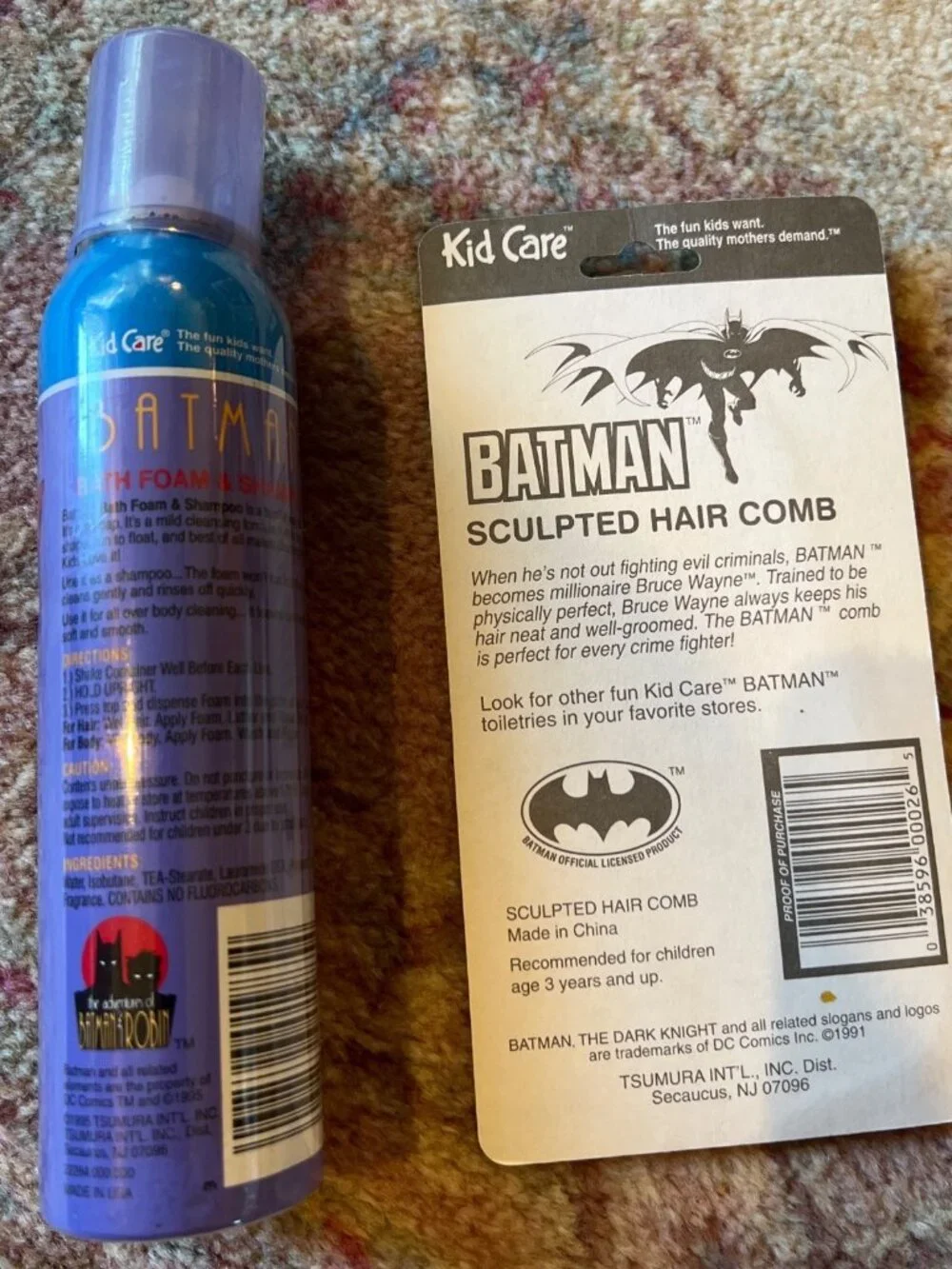 Batman Kid Care Bath Foam Shampoo sculpted comb NEW 1991 Vintage